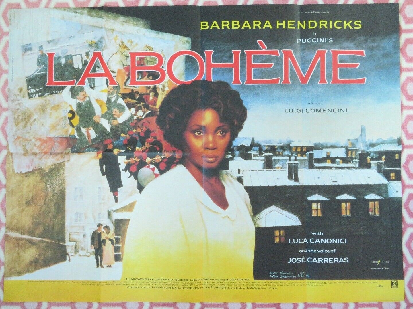 PUCCINNI'S LA BOHEME BRITISH QUAD (30"x 40") POSTER BARBARA HENDRICKS 1987 Movie posters