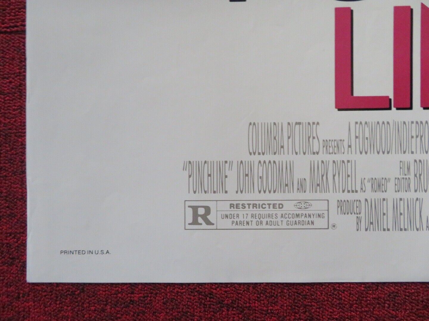 PUNCH LINE FOLDED US ONE SHEET POSTER TOM HANKS SALLY FIELD JOHN GOODMAN 1988 Movie posters