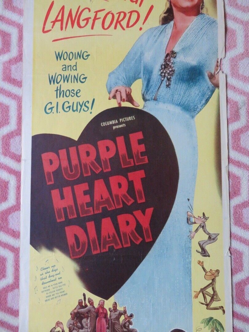 PURPLE HEART DIARY US INSERT (14"x 36") POSTER FRANCES LANGFORD 1951 - Rendezvous Cinema
