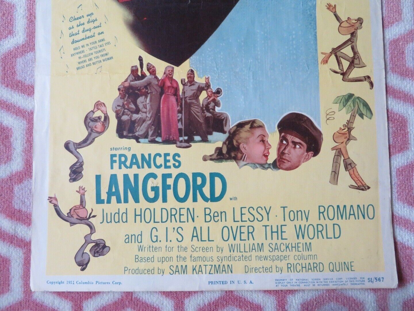 PURPLE HEART DIARY US INSERT (14"x 36") POSTER FRANCES LANGFORD 1951 - Rendezvous Cinema