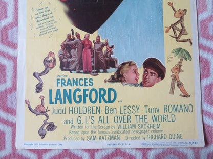 PURPLE HEART DIARY US INSERT (14"x 36") POSTER FRANCES LANGFORD 1951 - Rendezvous Cinema