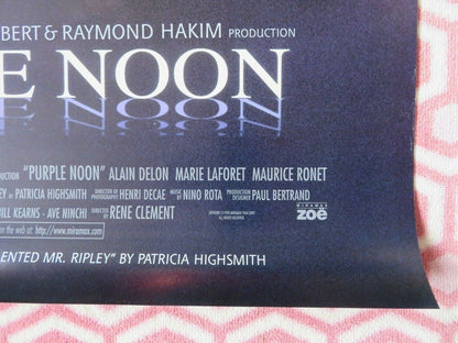 PURPLE NOON RE-RELEASE US ONE SHEET ROLLED POSTER MARTIN SCORSESE 1960 1996 - Rendezvous Cinema