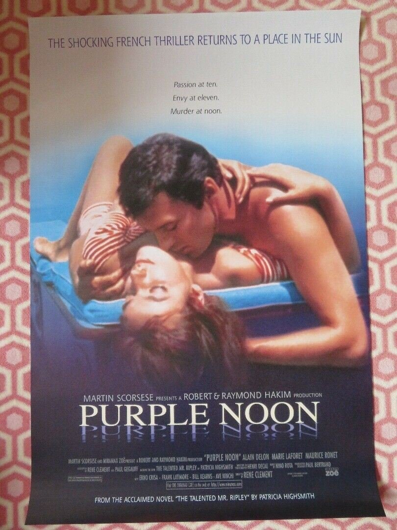 PURPLE NOON RE-RELEASE US ONE SHEET ROLLED POSTER MARTIN SCORSESE 1960 1996 - Rendezvous Cinema