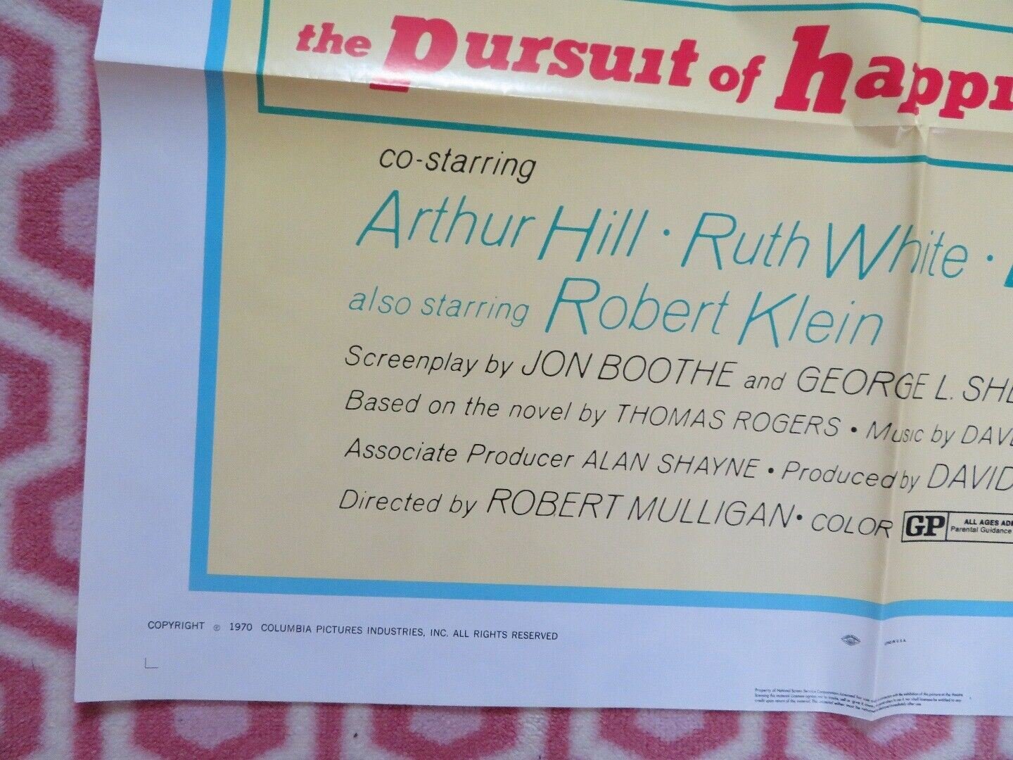 PURSUIT OF HAPPINESS US ONE SHEET POSTER MICHAEL SARRAZIN BARBARA HERSHEY 1970 Movie posters