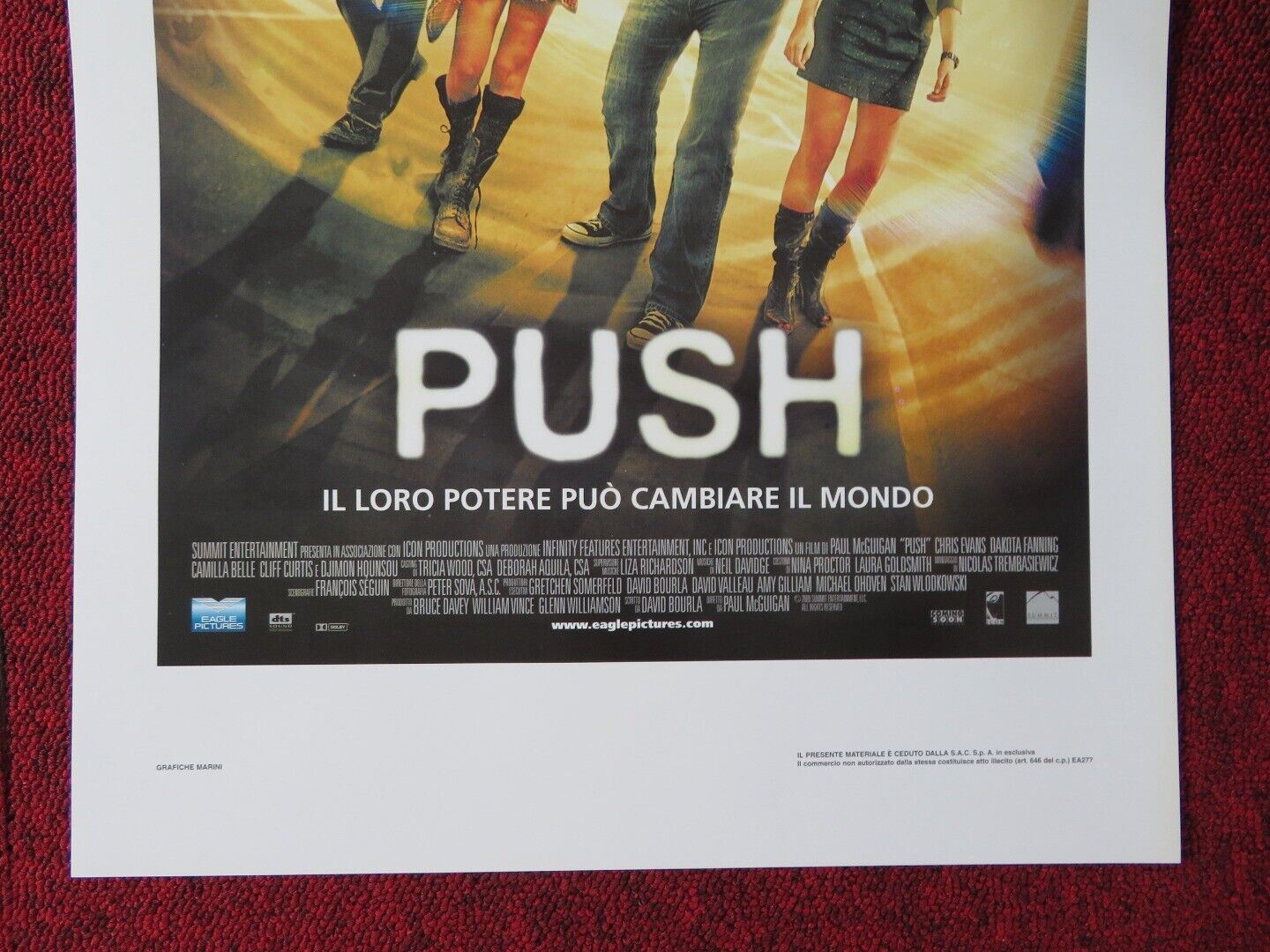 PUSH ITALIAN LOCANDINA (27.5"x13") POSTER CHRIS EVANS DAKOTA FANNING 2009 Movie posters