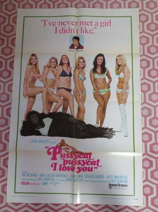 PUSSYCAT PUSSYCAT I LOVE YOU FOLDED US ONE SHEET POSTER IAN MCSHANE 1970 Movie posters