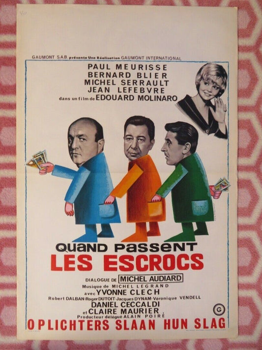 QUAND PASSENT LES ESCROCS/ When the Pheasants Pass BELGIUM (21.5"x14.5") 1965 Movie posters