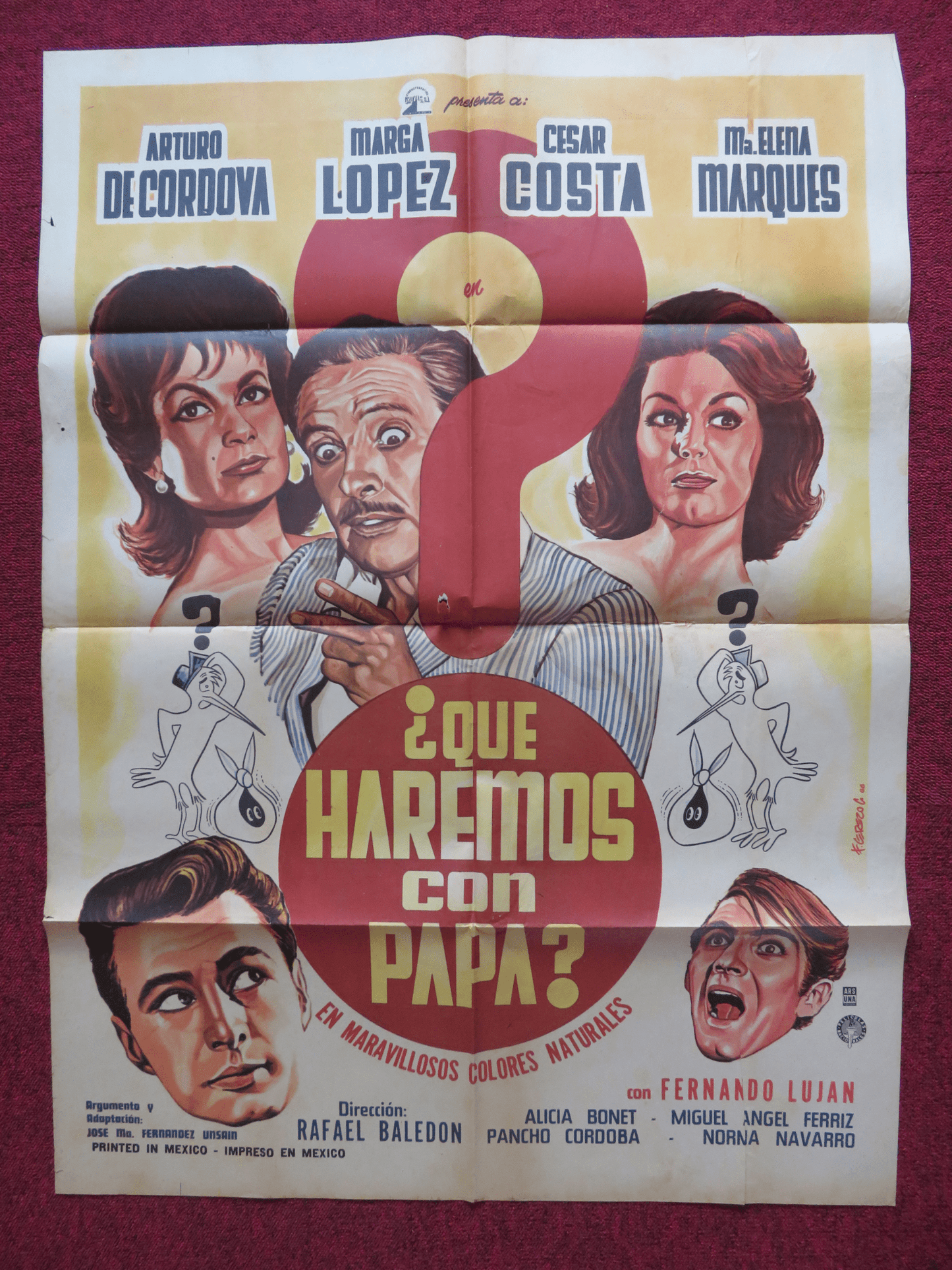 QUE HAREMOS CON PAPA FOLDED MEXICAN POSTER ALICIA BONET CESAR COSTA 1966 Rendezvous Cinema Movie posters
