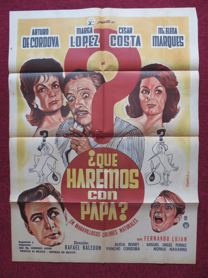 QUE HAREMOS CON PAPA FOLDED MEXICAN POSTER ALICIA BONET CESAR COSTA 1966 Rendezvous Cinema Movie posters