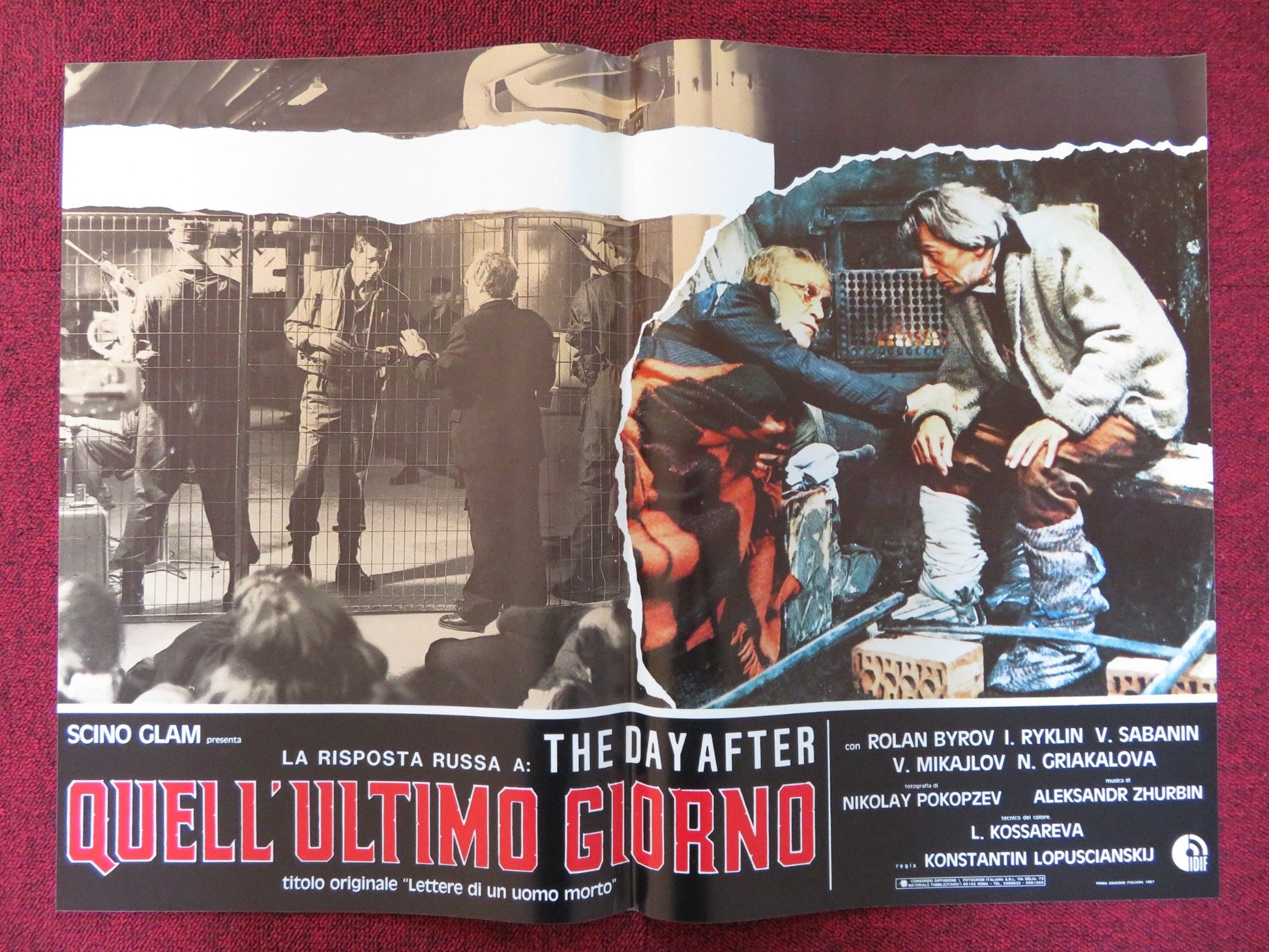 QUELL 'ULTIMO GIORNO - D ITALIAN FOTOBUSTA POSTER ROLAN BYROV IOSIF RYKLIN 1986 Rendezvous Cinema Movie posters
