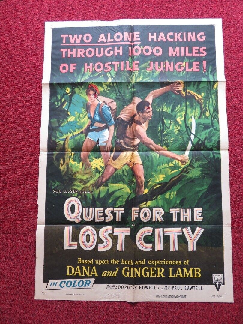 QUEST FOR THE LOST CITY FOLDED US ONE SHEET POSTER DANA LAMB GINGER LAMB 1954 - Rendezvous Cinema