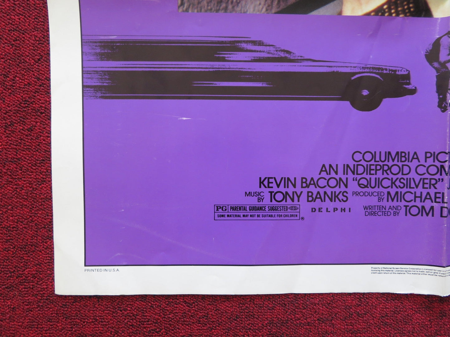 QUICKSLIVER FOLDED US ONE SHEET POSTER KEVIN BACON JAMI GERTZ 1986 Rendezvous Cinema Movie posters