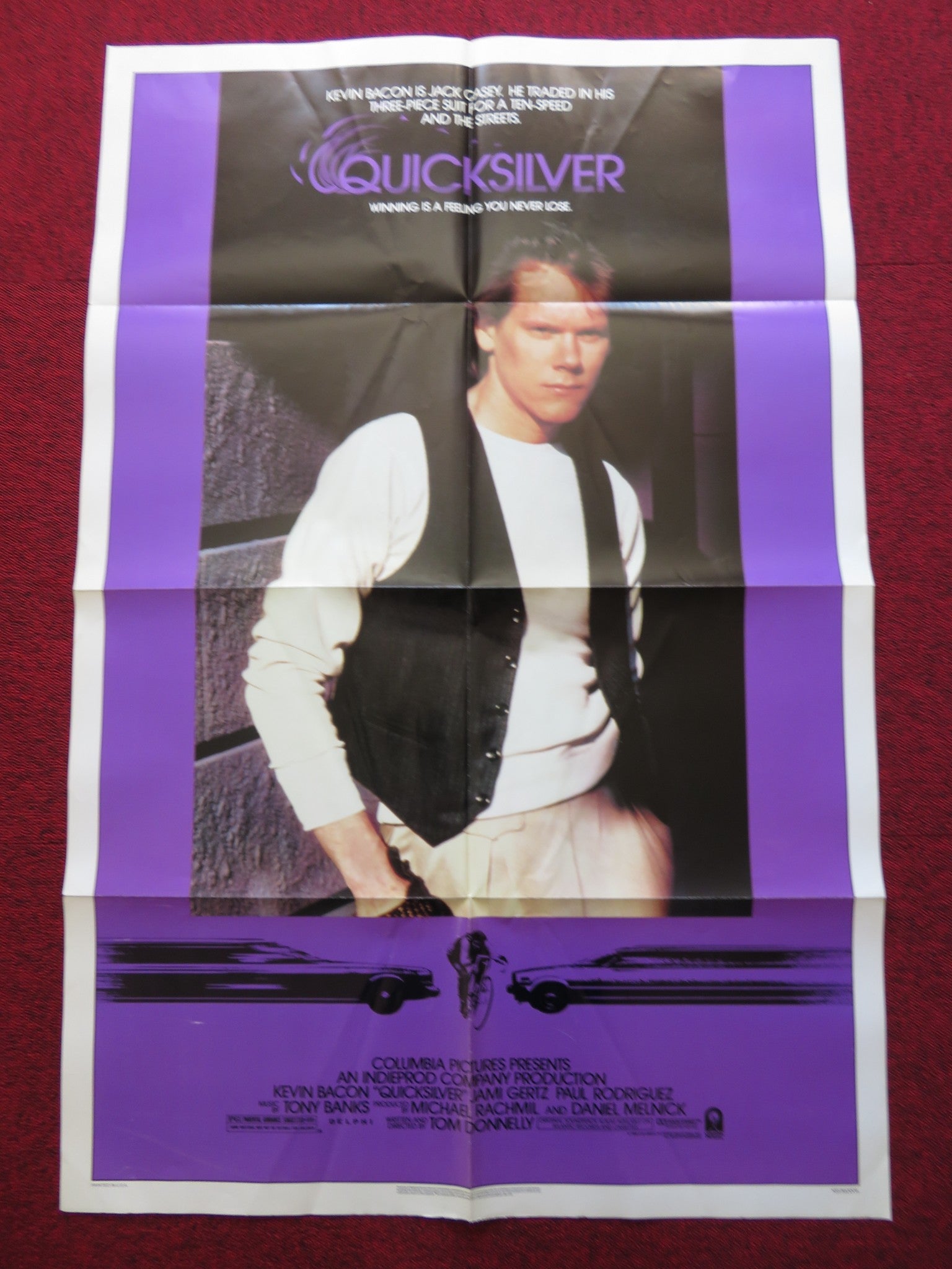 QUICKSLIVER FOLDED US ONE SHEET POSTER KEVIN BACON JAMI GERTZ 1986 Rendezvous Cinema Movie posters