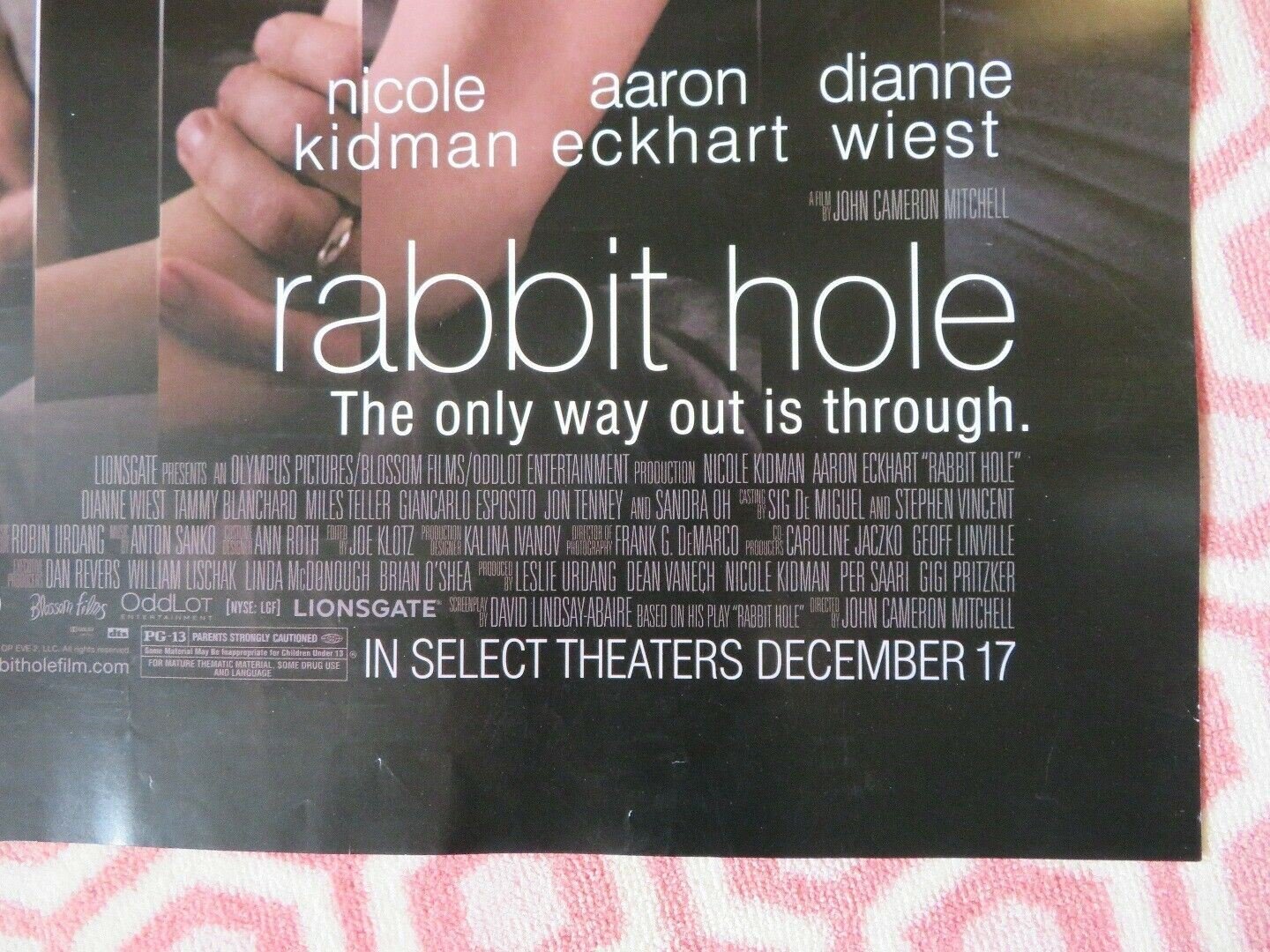 RABBIT HOLE US ONE SHEET ROLLED POSTER NICOLE KIDMAN AARON ECKHART 2010 Movie posters