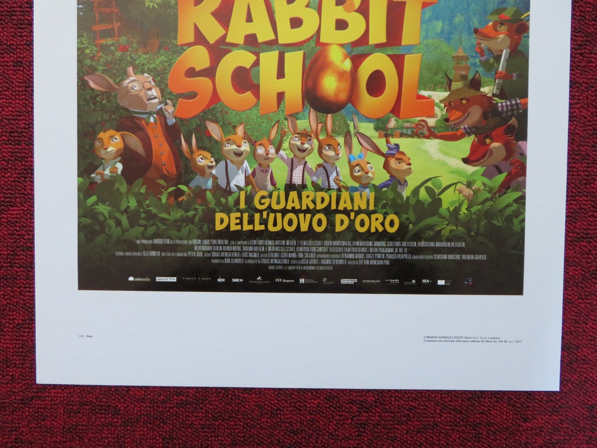 RABBIT SCHOOL GUARDIANS OF THE GOLDEN EGG ITALIAN LOCANDINA POSTER N. LEVI 2017 Rendezvous Cinema Movie posters