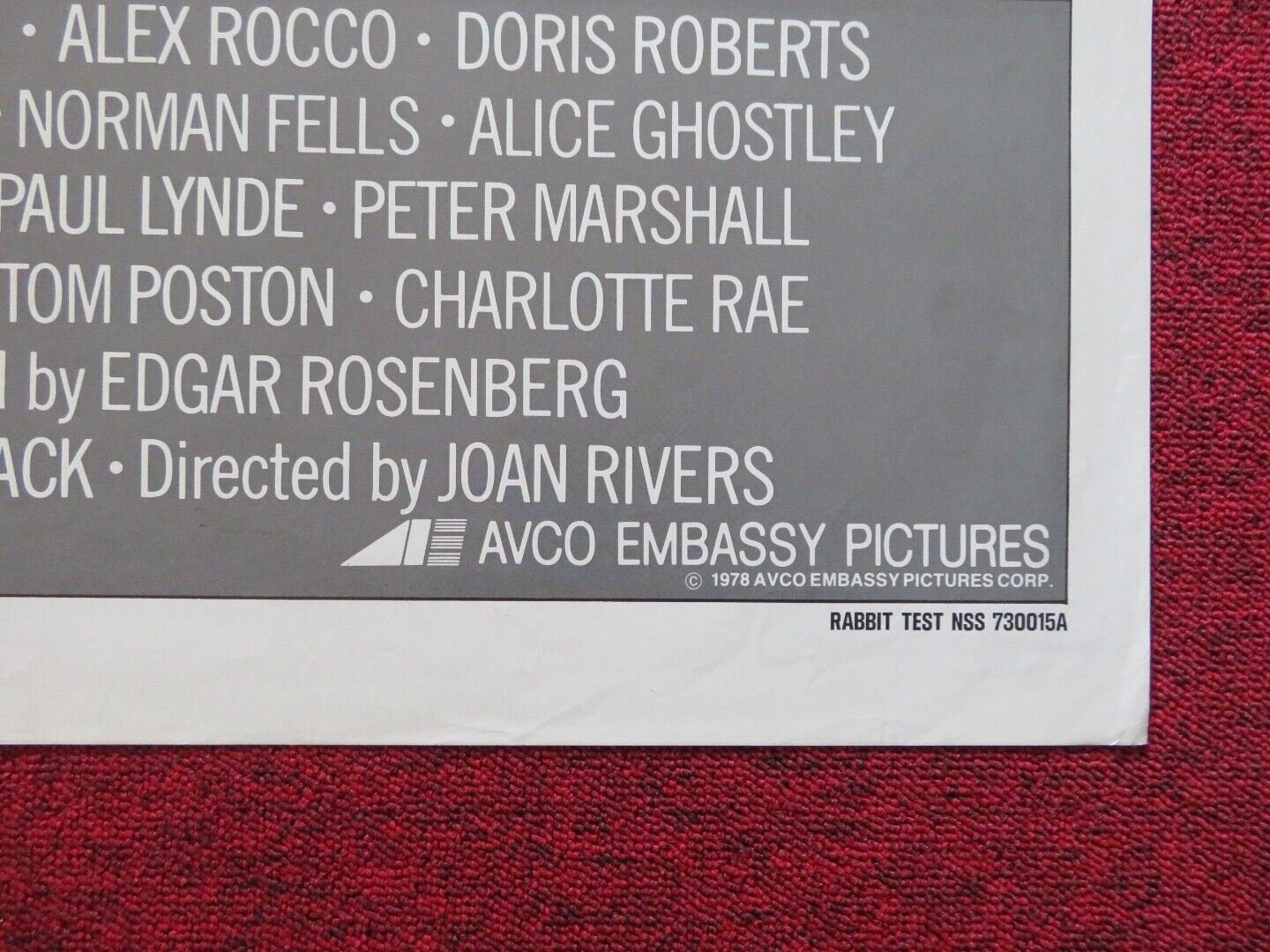 RABBIT TEST FOLDED US ONE SHEET POSTER BILLY CHIRSTAL JOAN RIVERS 1973 Movie posters