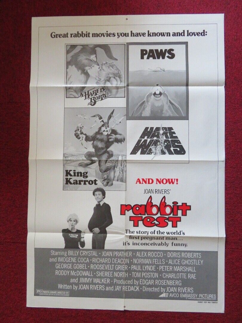 RABBIT TEST FOLDED US ONE SHEET POSTER BILLY CHIRSTAL JOAN RIVERS 1973 Movie posters