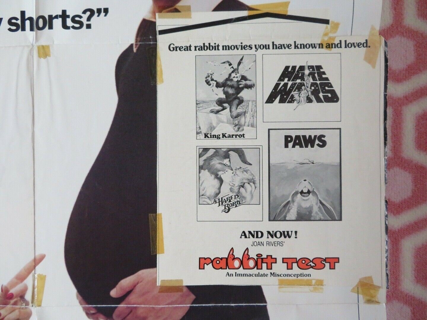RABBIT TEST US ONE SHEET POSTER JOAN RIVERS BILLY CRYSTAL 1978 Movie posters