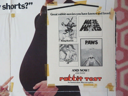 RABBIT TEST US ONE SHEET POSTER JOAN RIVERS BILLY CRYSTAL 1978 Movie posters
