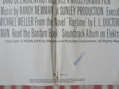 RAGTIME FOLDED US ONE SHEET POSTER JAMES CAGNEY 1981 Movie posters