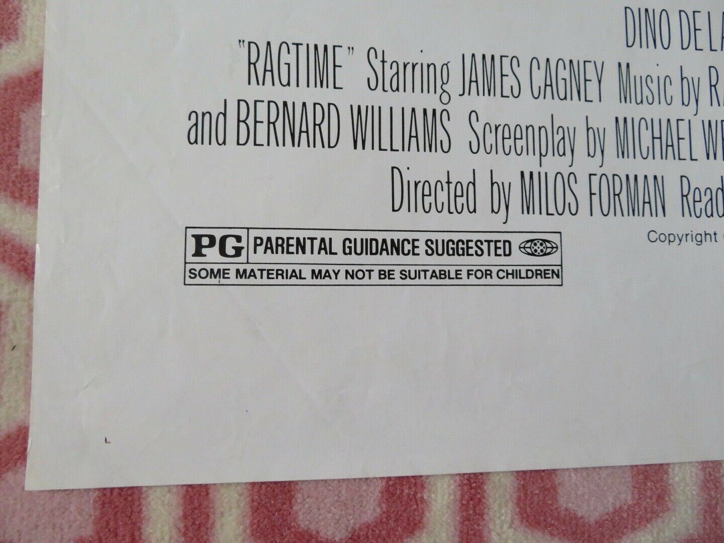 RAGTIME FOLDED US ONE SHEET POSTER JAMES CAGNEY 1981 Movie posters