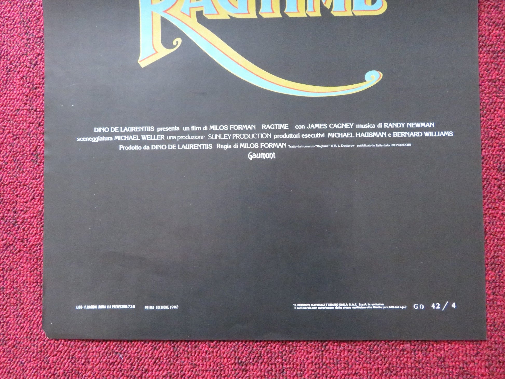 RAGTIME ITALIAN LOCANDINA POSTER JAMES CAGNEY BRAD DOURIF 1982 Rendezvous Cinema Movie posters
