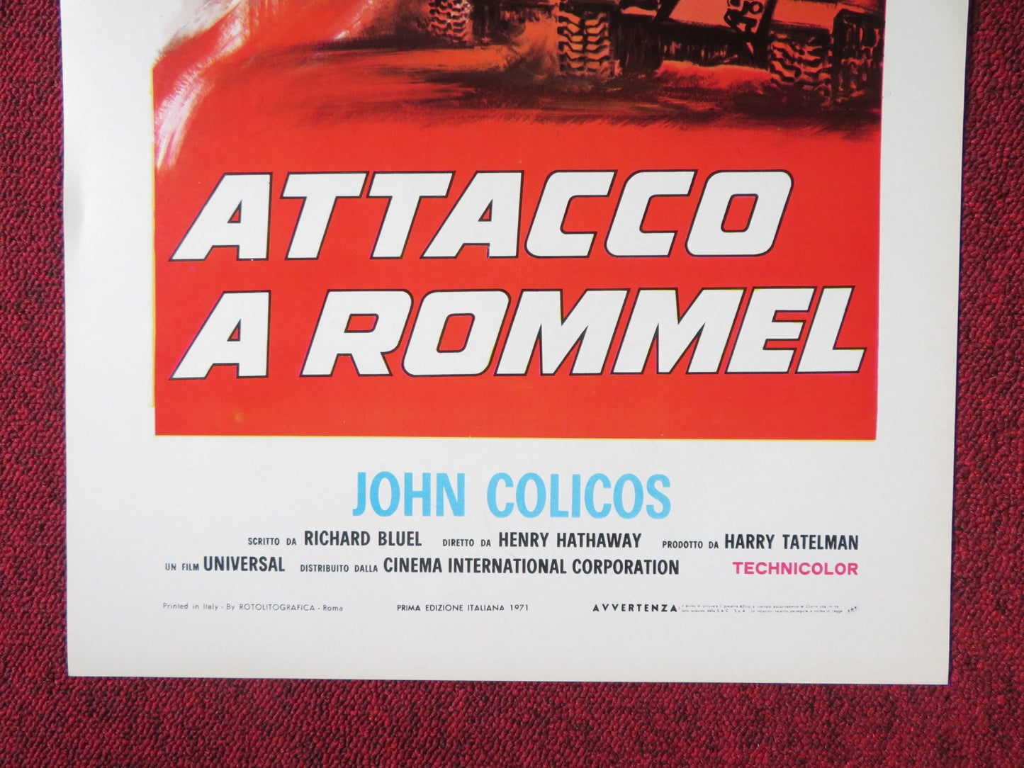 RAID ON ROMMEL ITALIAN LOCANDINA POSTER RICHARD BURTON JOHN COLICOS 1971 Rendezvous Cinema Movie posters