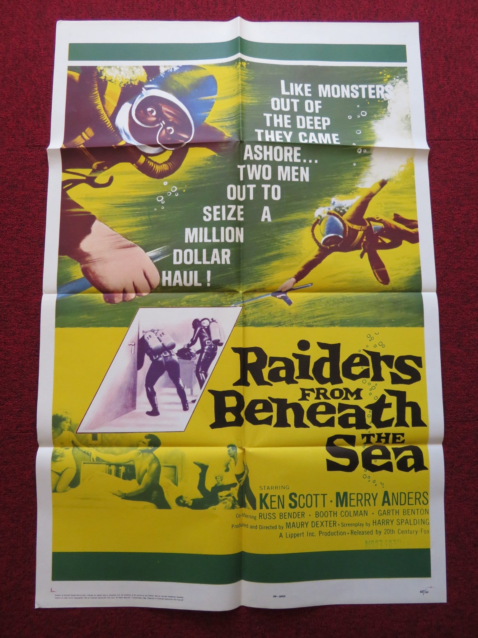 RAIDERS FROM BENEATH THE SEA FOLDED US ONE SHEET POSTER KEN SCOTT 1965 Rendezvous Cinema Movie posters