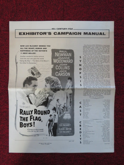 RALLY ROUND THE FLAG BOYS! UNCUT 20TH CENTURY FOX FOLDED PRESS BOOK NEWMAN 1958 Rendezvous Cinema Movie posters