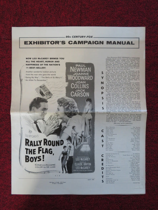 RALLY ROUND THE FLAG BOYS! UNCUT 20TH CENTURY FOX FOLDED PRESS BOOK NEWMAN 1958 Rendezvous Cinema Movie posters