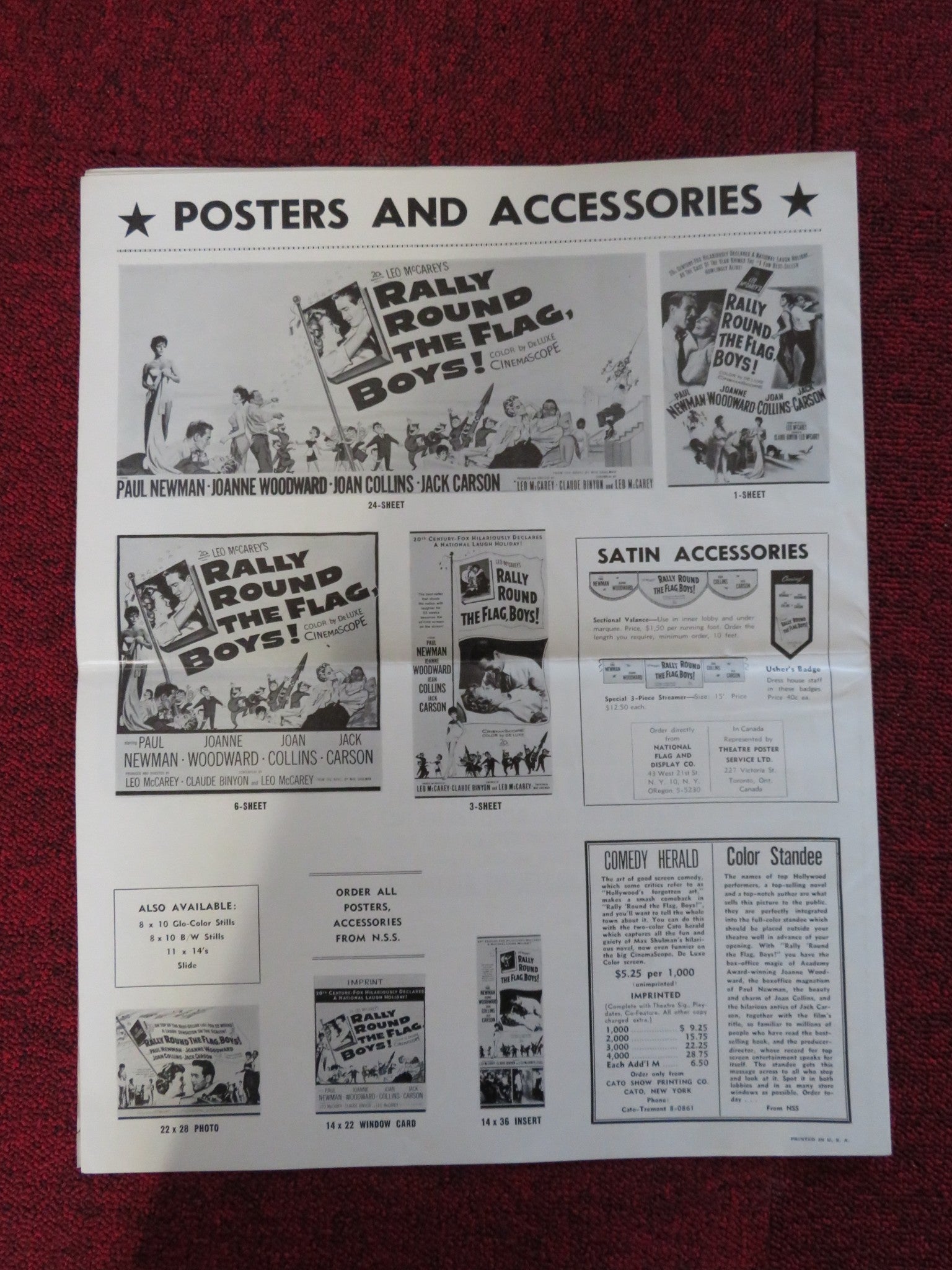 RALLY ROUND THE FLAG BOYS! UNCUT 20TH CENTURY FOX FOLDED PRESS BOOK NEWMAN 1958 Rendezvous Cinema Movie posters