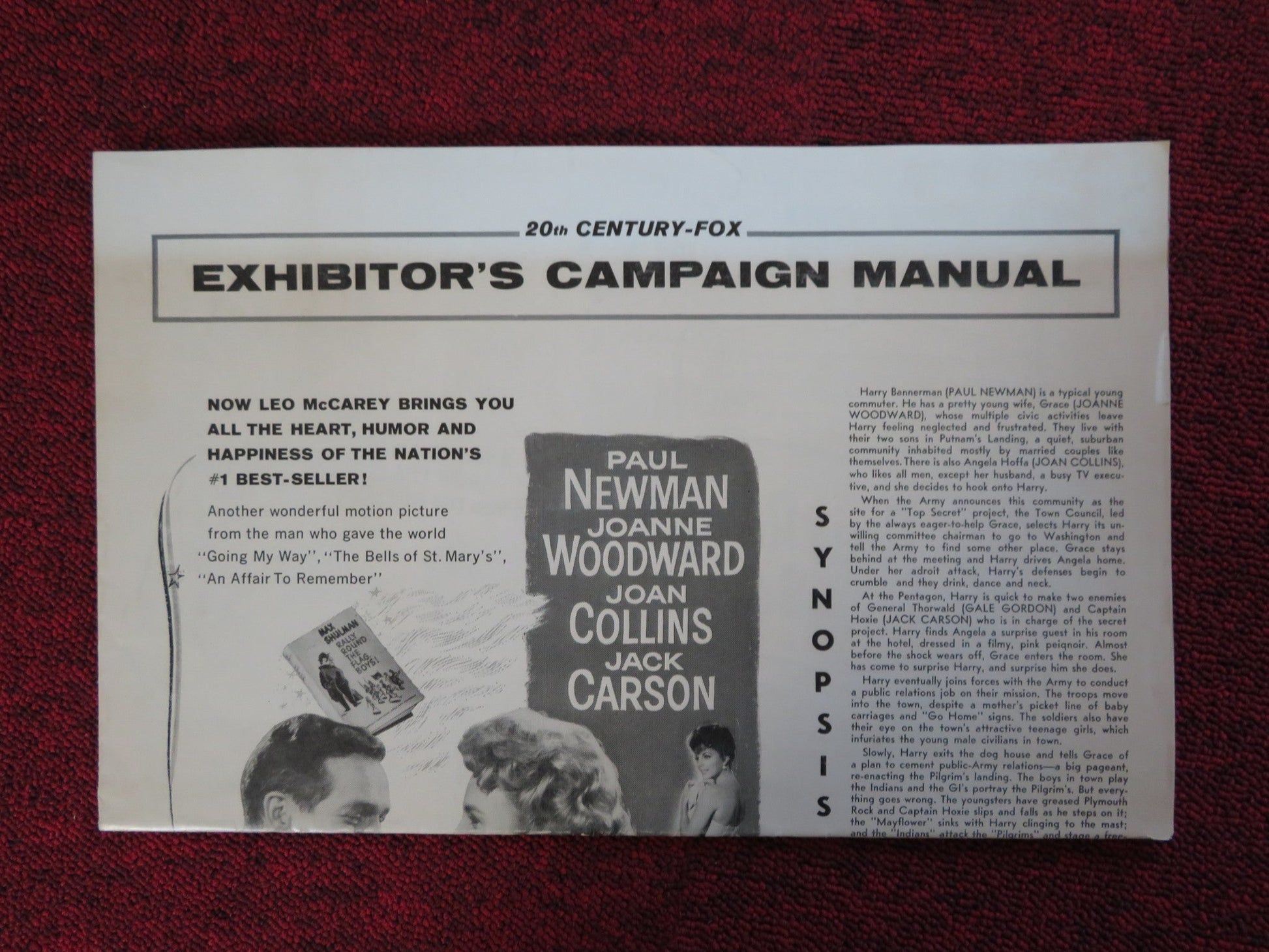 RALLY ROUND THE FLAG BOYS! UNCUT 20TH CENTURY FOX FOLDED PRESS BOOK NEWMAN 1958 Rendezvous Cinema Movie posters