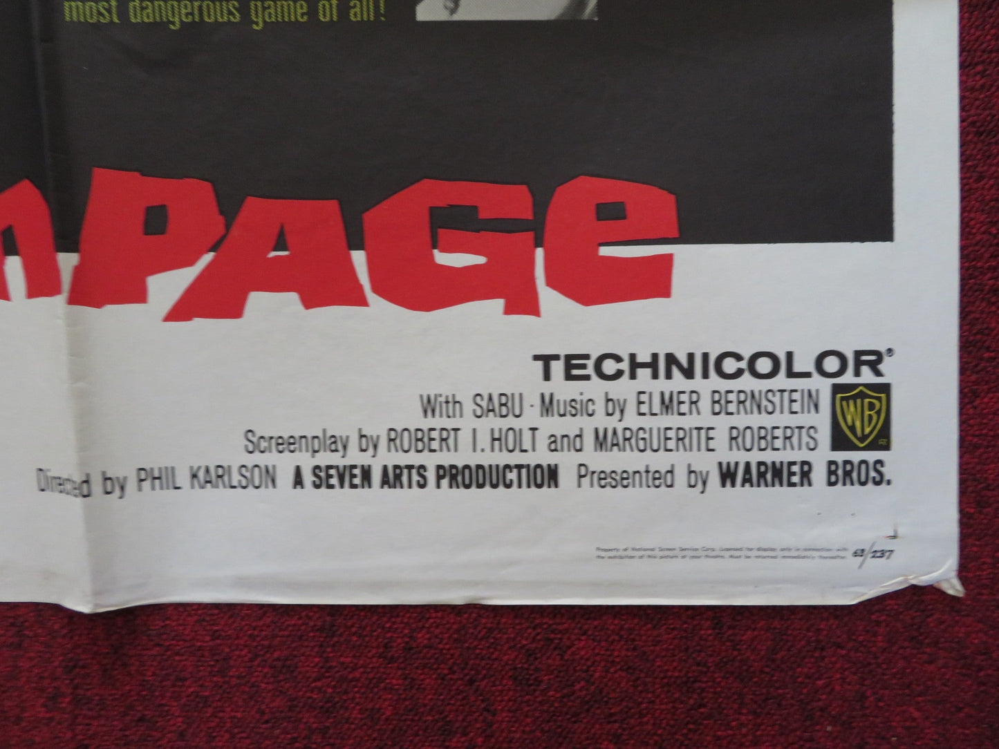 RAMPAGE FOLDED US ONE SHEET POSTER ROBERT MITCHUM ELSA MARTINELLI 1963 Rendezvous Cinema Movie posters