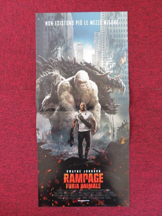 RAMPAGE ITALIAN LOCANDINA (27.5"x12.5") POSTER DWAYNE JOHNSON NAOMIE HARRIS '18 Rendezvous Cinema Movie posters