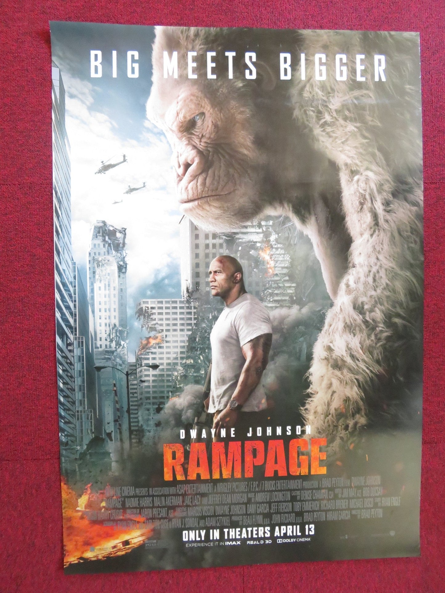 RAMPAGE US ONE SHEET ROLLED POSTER DWAYNE JOHNSON NAOMIE HARRIS 2018 Rendezvous Cinema Movie posters