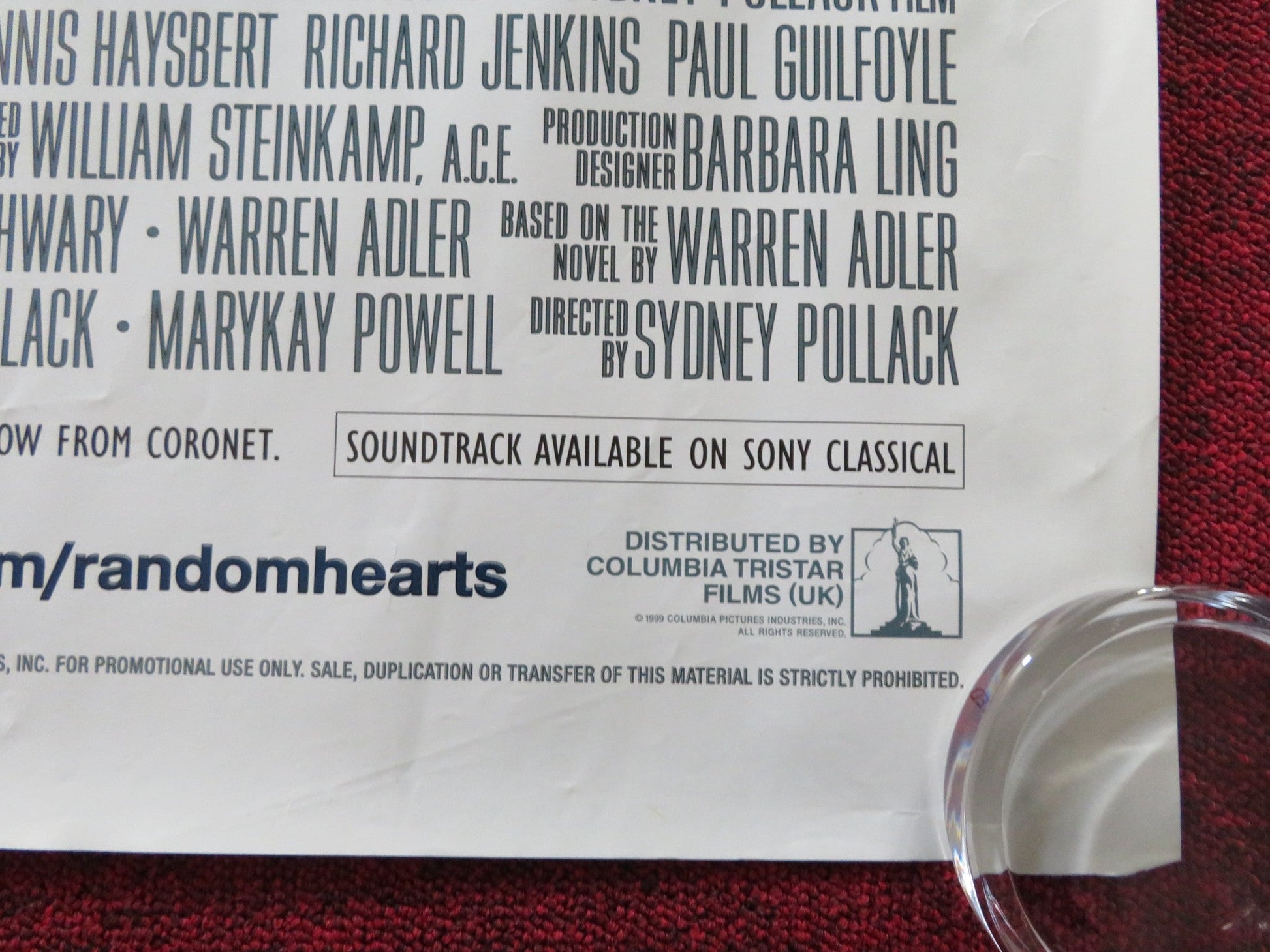 RANDOM HEARTS UK QUAD (30"x 40") ROLLED POSTER HARRISON FORD K. S. THOMAS 1999 Rendezvous Cinema Movie posters