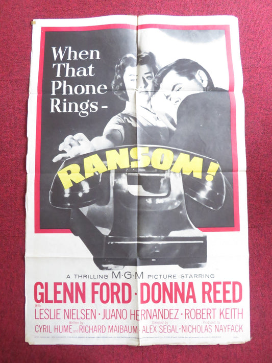 RANSOM FOLDED US ONE SHEET POSTER GLENN FORD DONNA REED 1956 Rendezvous Cinema Movie posters