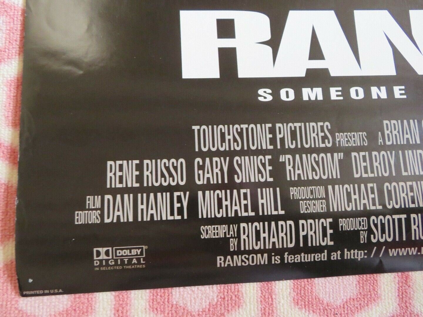 RANSOM ONE SHEET ROLLED POSTER MEL GIBSON 1996 Movie posters
