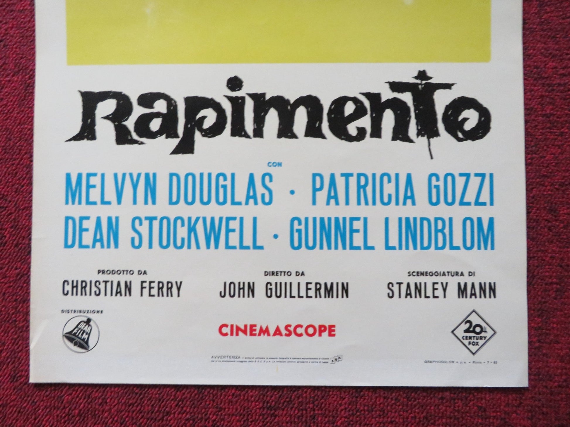 RAPTURE ITALIAN LOCANDINA POSTER MELVYN DOUGLAS PATRICIA GOZZI 1965 Rendezvous Cinema Movie posters