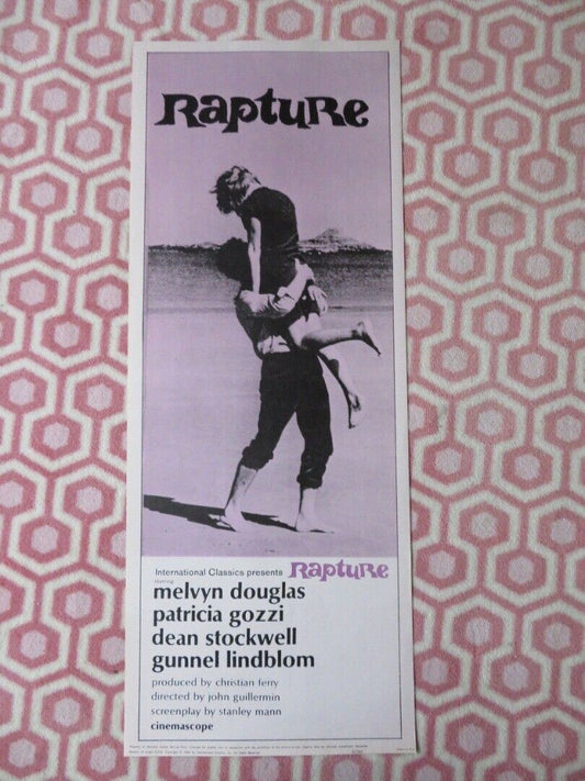 RAPTURE US INSERT (14"x 36") POSTER MELVYN DOUGLSAS PATRICIA GOZZI 1965 - Rendezvous Cinema