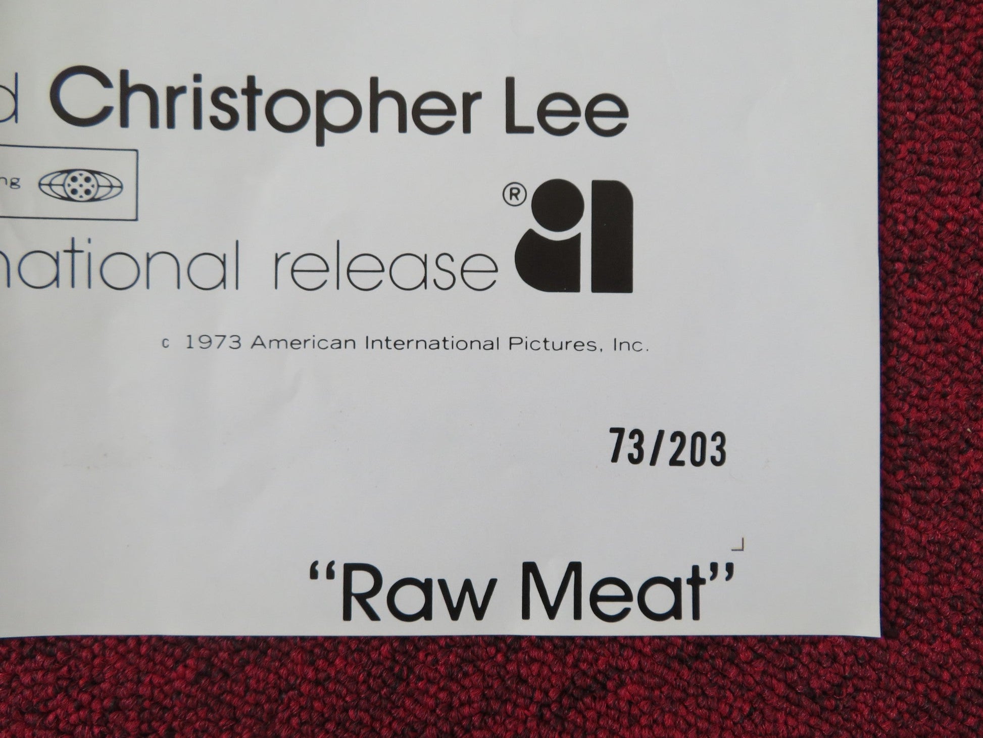 RAW MEAT / DEATH LINE FOLDED US ONE SHEET POSTER DONALD PLEASENCE 1973 Rendezvous Cinema Movie posters