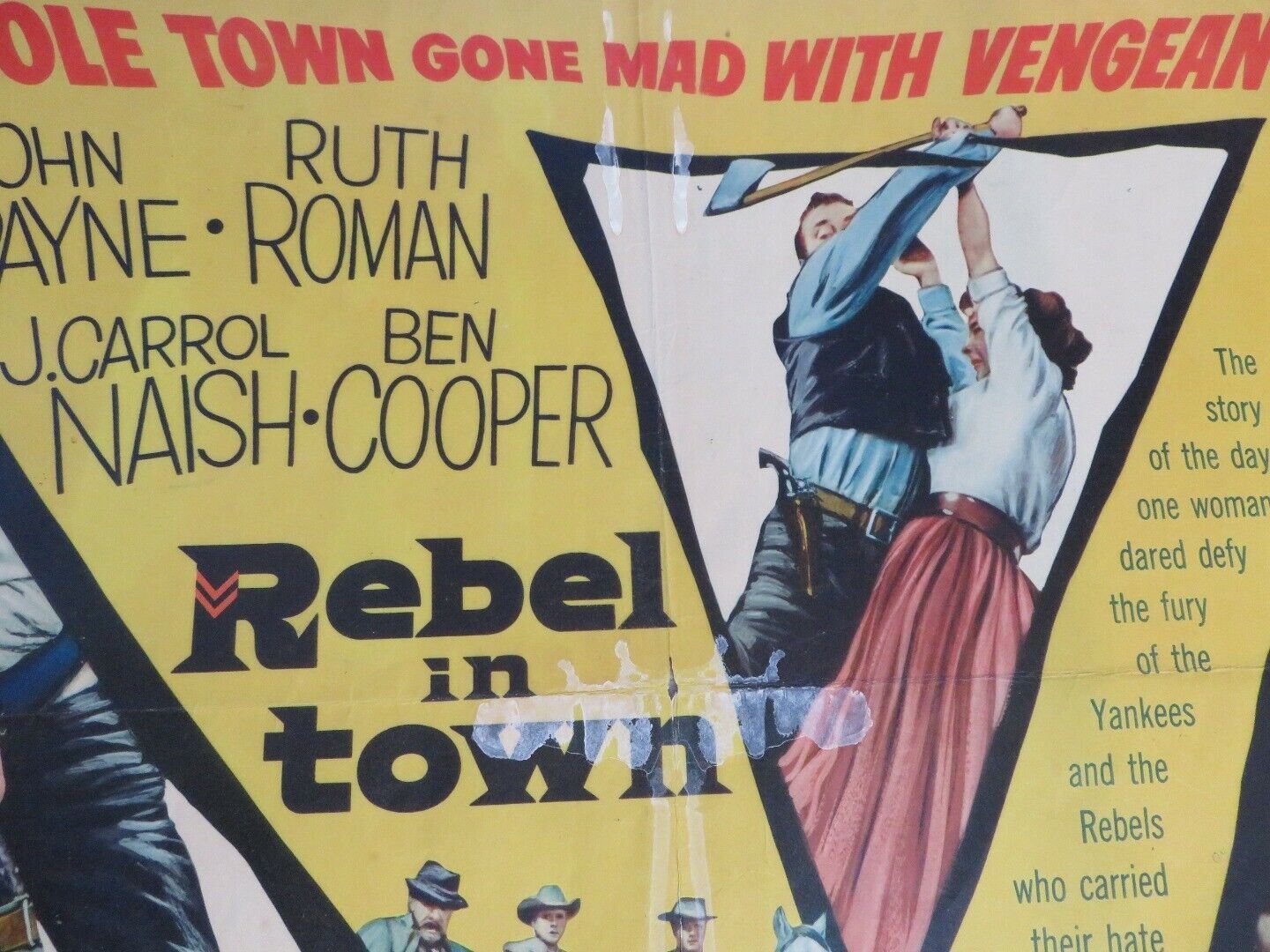 REBEL IN TOWN US HALF SHEET (22"x 28") POSTER JOHN PAYNE RUTH ROMAN 1956 Movie posters