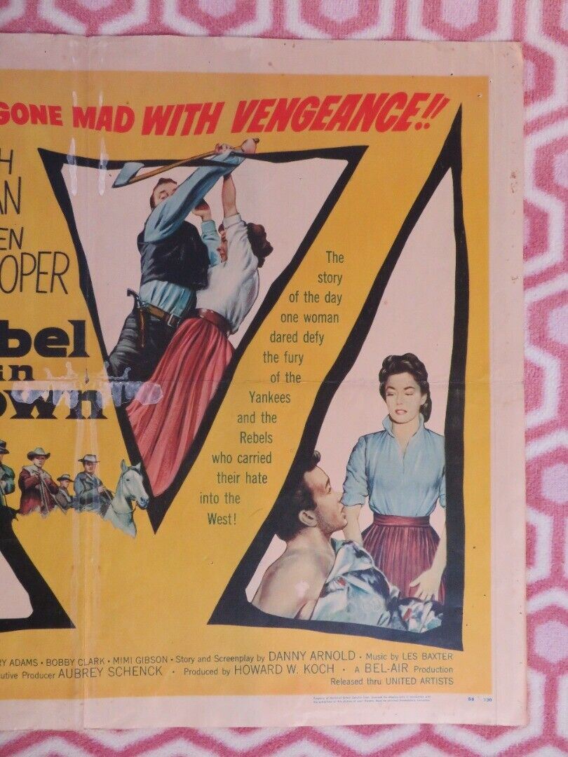 REBEL IN TOWN US HALF SHEET (22"x 28") POSTER JOHN PAYNE RUTH ROMAN 1956 Movie posters