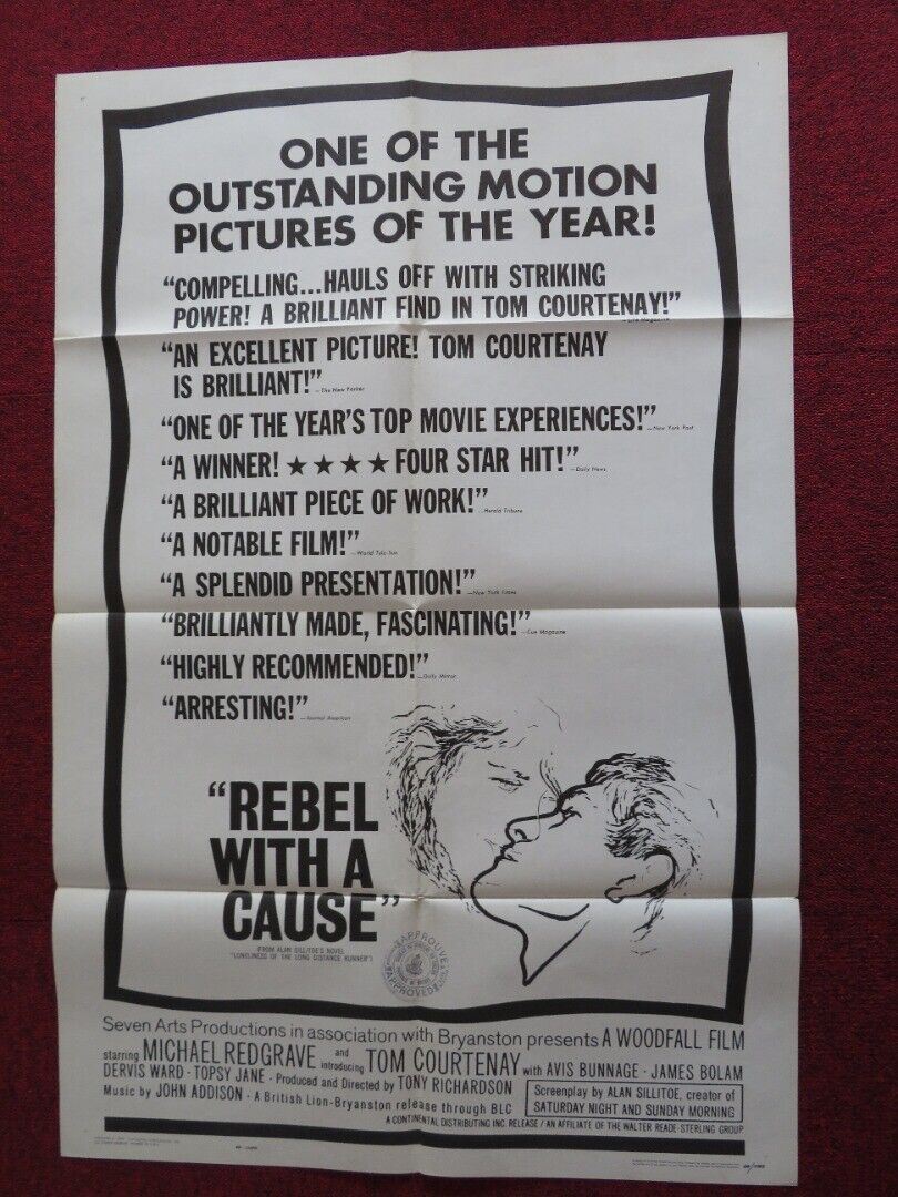 REBEL WITH A CAUSE/...FOLDED US ONE SHEET POSTER TOM COURTENAY 1962 Movie posters