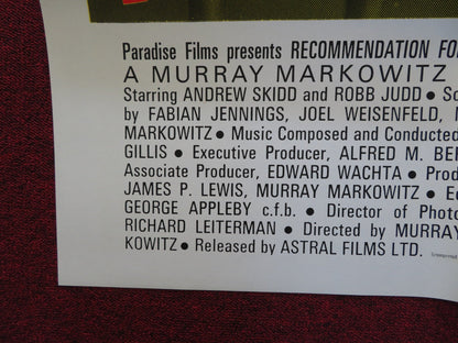 RECOMMENDATION FOR MERCY FOLDED US ONE SHEET POSTER ANDREW SKIDD ROBB JUDD 1975 Rendezvous Cinema Movie posters