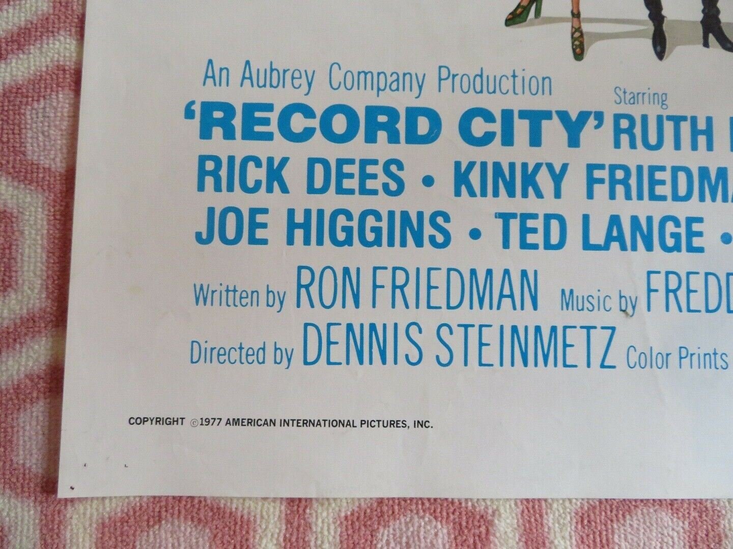 RECORD CITY US ONE SHEET POSTER RUTH BUZZI MICHAEL CALLAN 1977 Movie posters