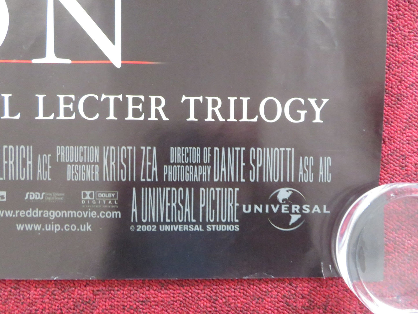 RED DRAGON - A UK QUAD ROLLED POSTER ANTHONY HOPKINS EDWARD NORTON 2002 Rendezvous Cinema Movie posters