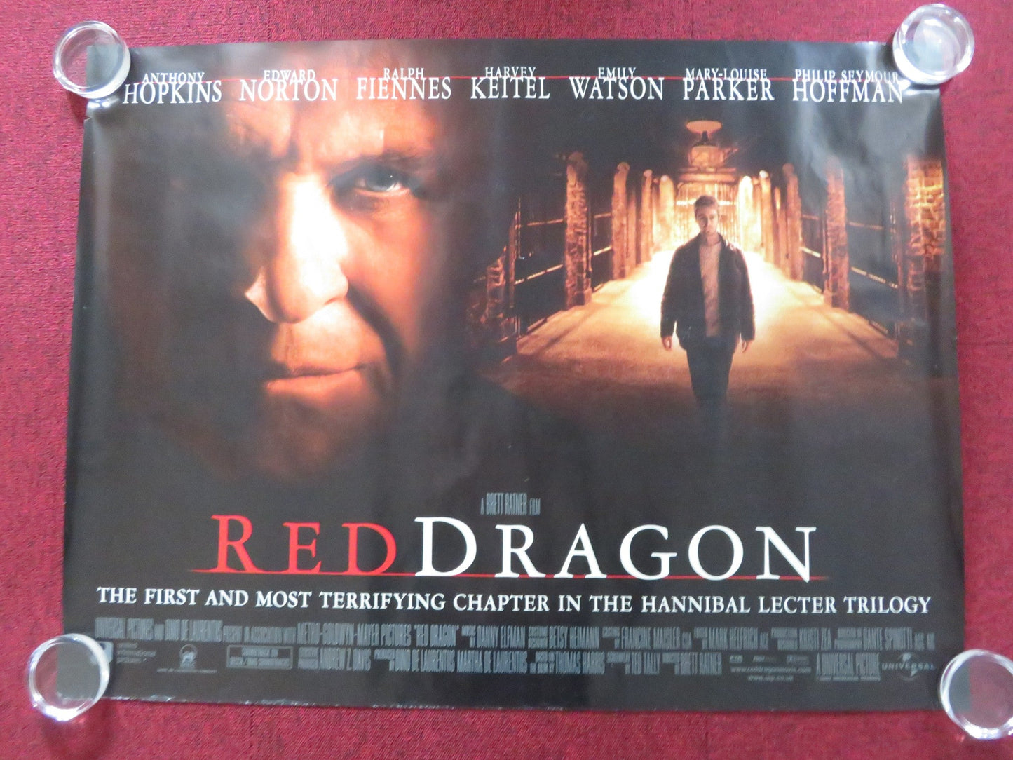 RED DRAGON - A UK QUAD ROLLED POSTER ANTHONY HOPKINS EDWARD NORTON 2002 Rendezvous Cinema Movie posters