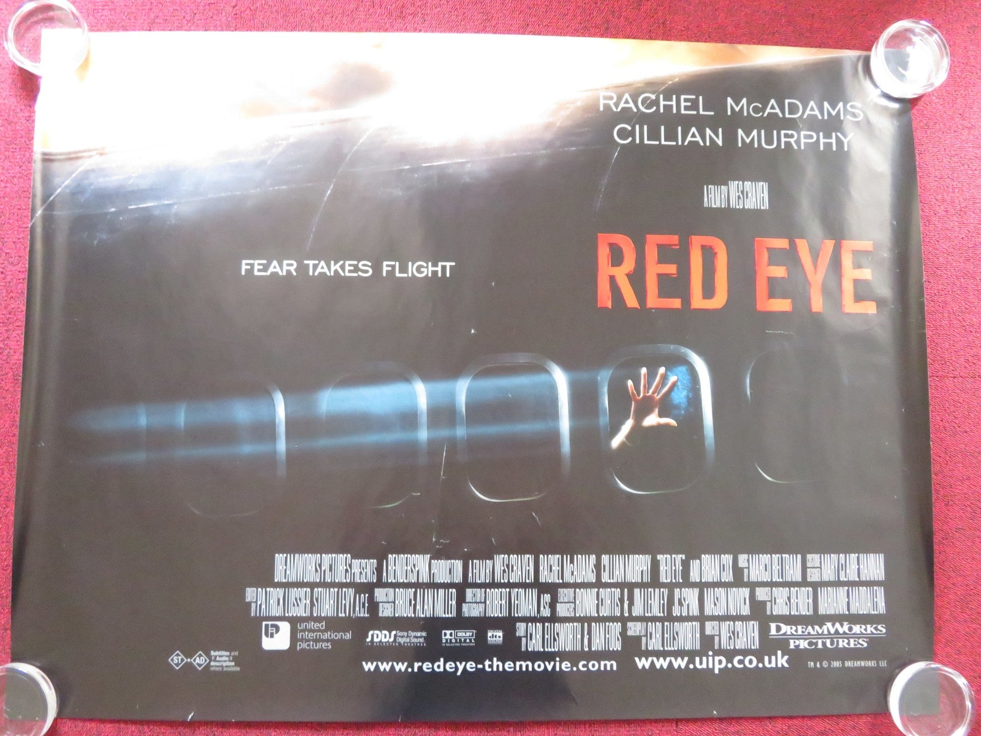 RED EYE UK QUAD (30"x 40") ROLLED POSTER CILLIAN MURPHY RACHEL MCADAMS 2005 Rendezvous Cinema Movie posters