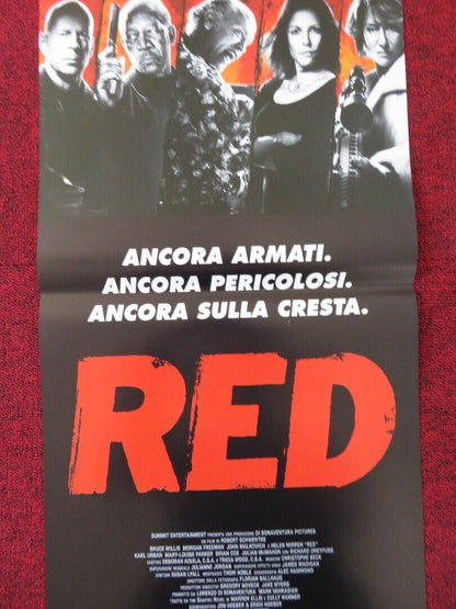 RED ITALIAN LOCANDINA (26.5"x12.5") POSTER BRUCE WILLIS MORGAN FREEMAN 2010 Rendezvous Cinema Movie posters